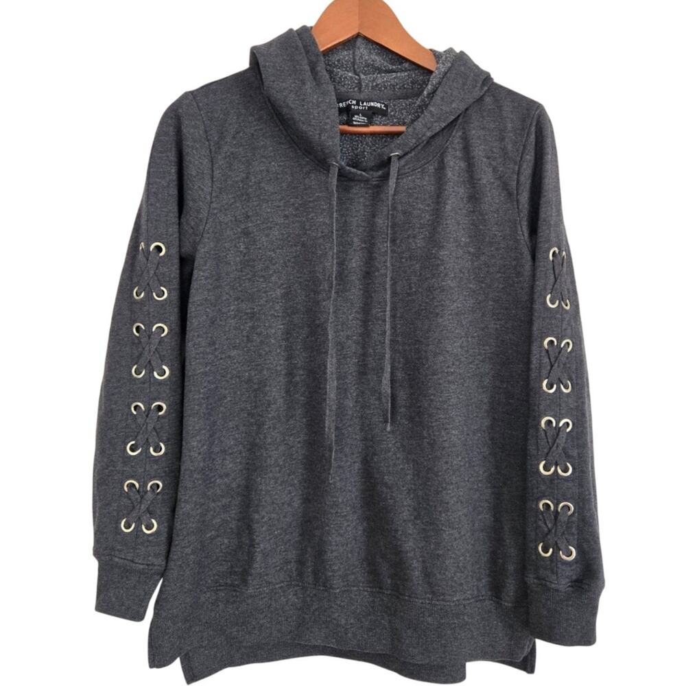 Edgy Streetwear Whimsigoth Coset Laceup Sleeve Cowl Hoodie Pullover Sweatshirt L